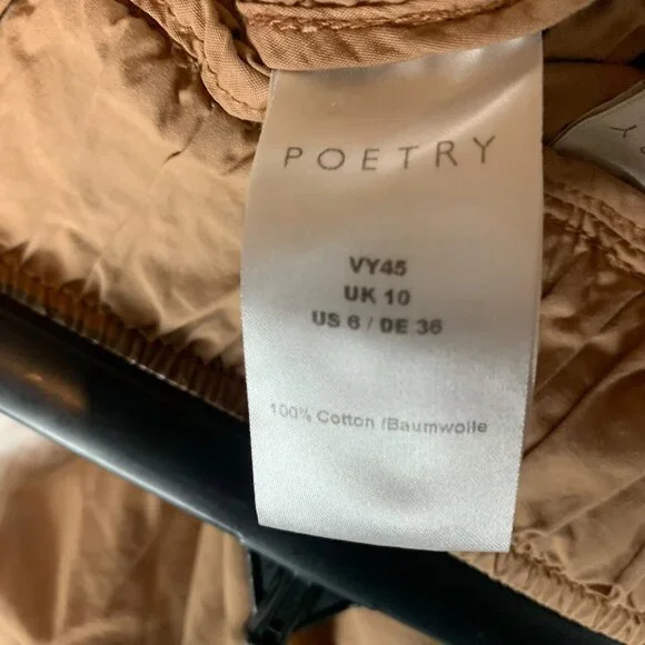 Poetry Women's Elastic Waist Brown Drawstring Trouser Pants 100% Cotton‎ Size 6 - Picture 6 of 9